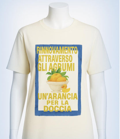 Shower Orange T-Shirt: Vintage Italian Soda, Rubber Duck Print