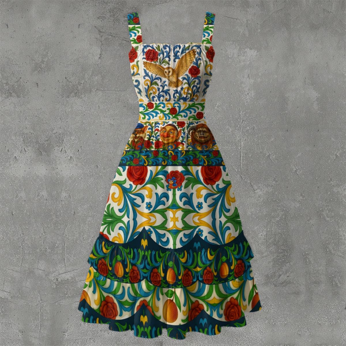 Fantasy Maze Inspired Dress | Italian Majolica Tile Outfit