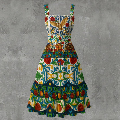 A Maze in Majolica Tiered Dress