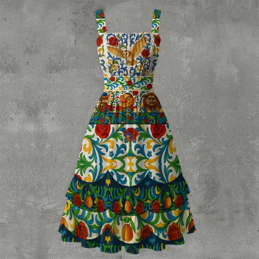 Fantasy Maze Inspired Dress | Italian Majolica Tile Outfit