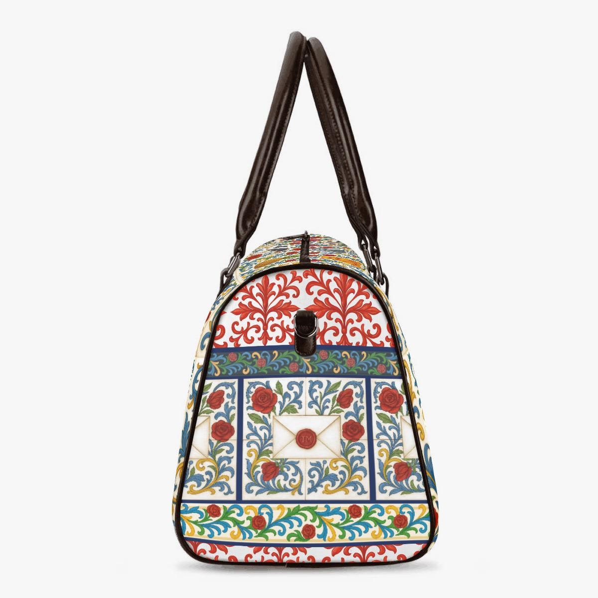 Taskmaster Inspired Majolica Duffel Bag | Mixed Tile Print