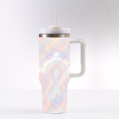 vacation Inspired Tumbler: Watercolor Lotus Design, 40 oz Travel Cup