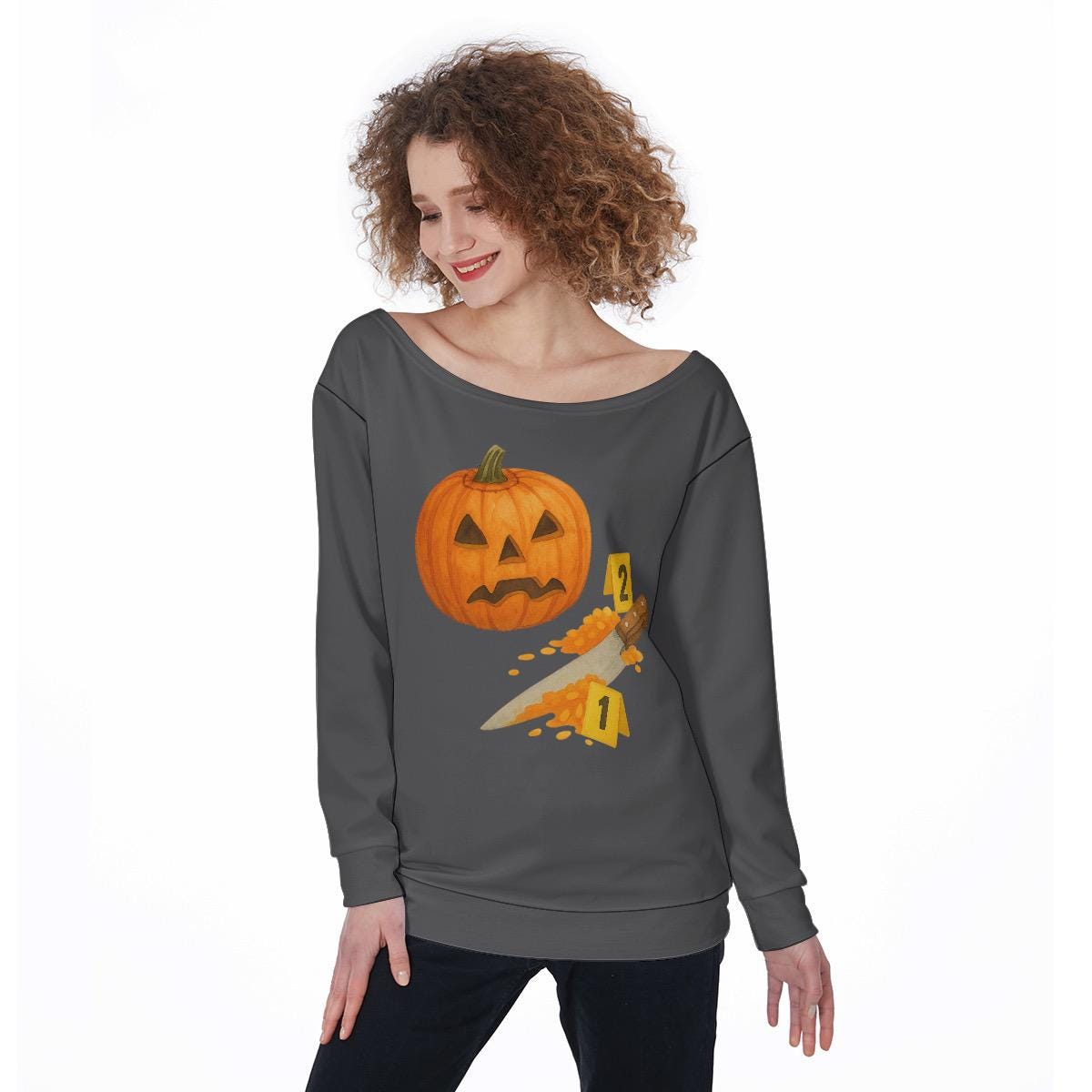 True Crime Halloween Sweatshirt: Pumpkin Crime Scene, Funny Spooky Season