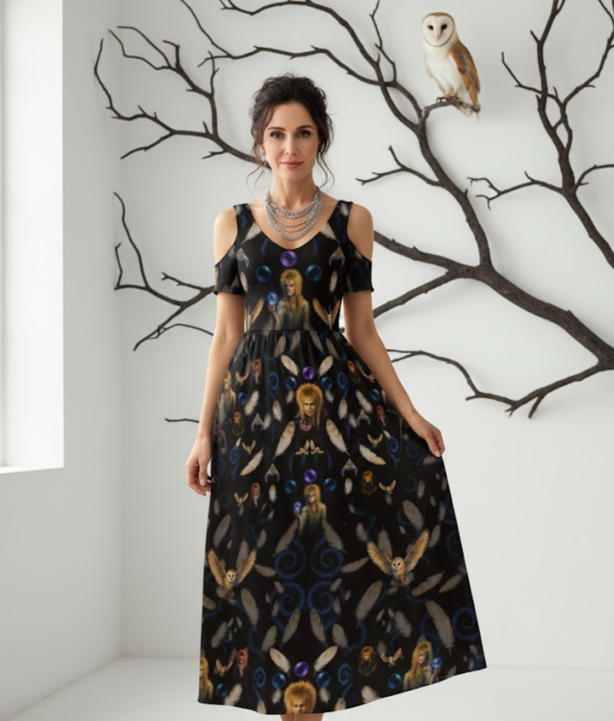 Goblin King Kaleidoscope Maxi Off Shoulder Dress