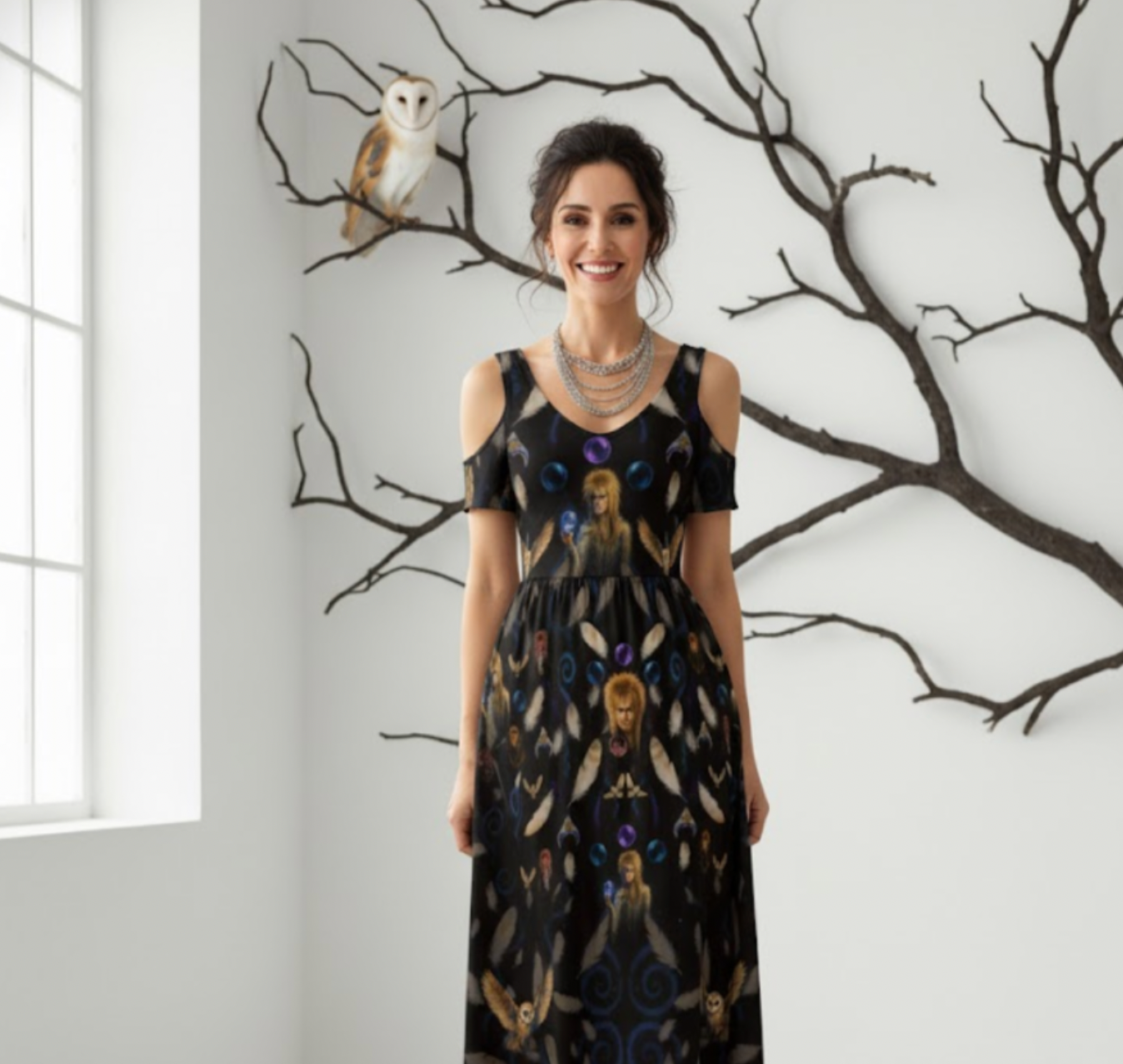 Goblin King Kaleidoscope Maxi Off Shoulder Dress