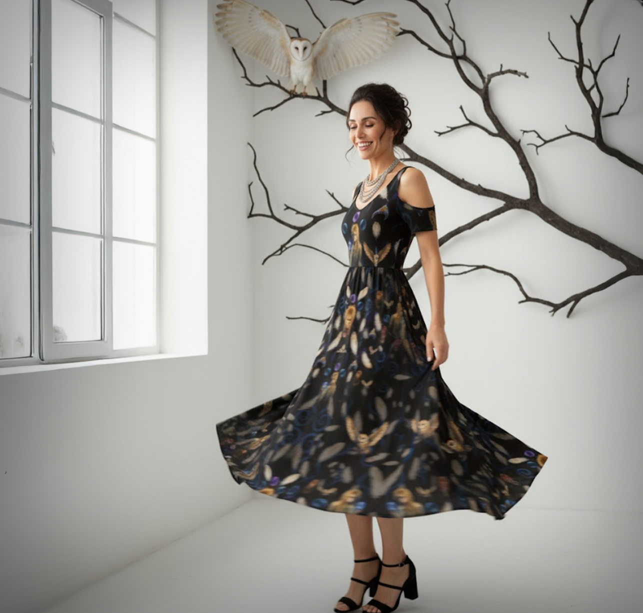 Goblin King Kaleidoscope Maxi Off Shoulder Dress