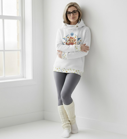 Cozy Clothes and Murder Shows Retro Glam Patchwork Hoodie
