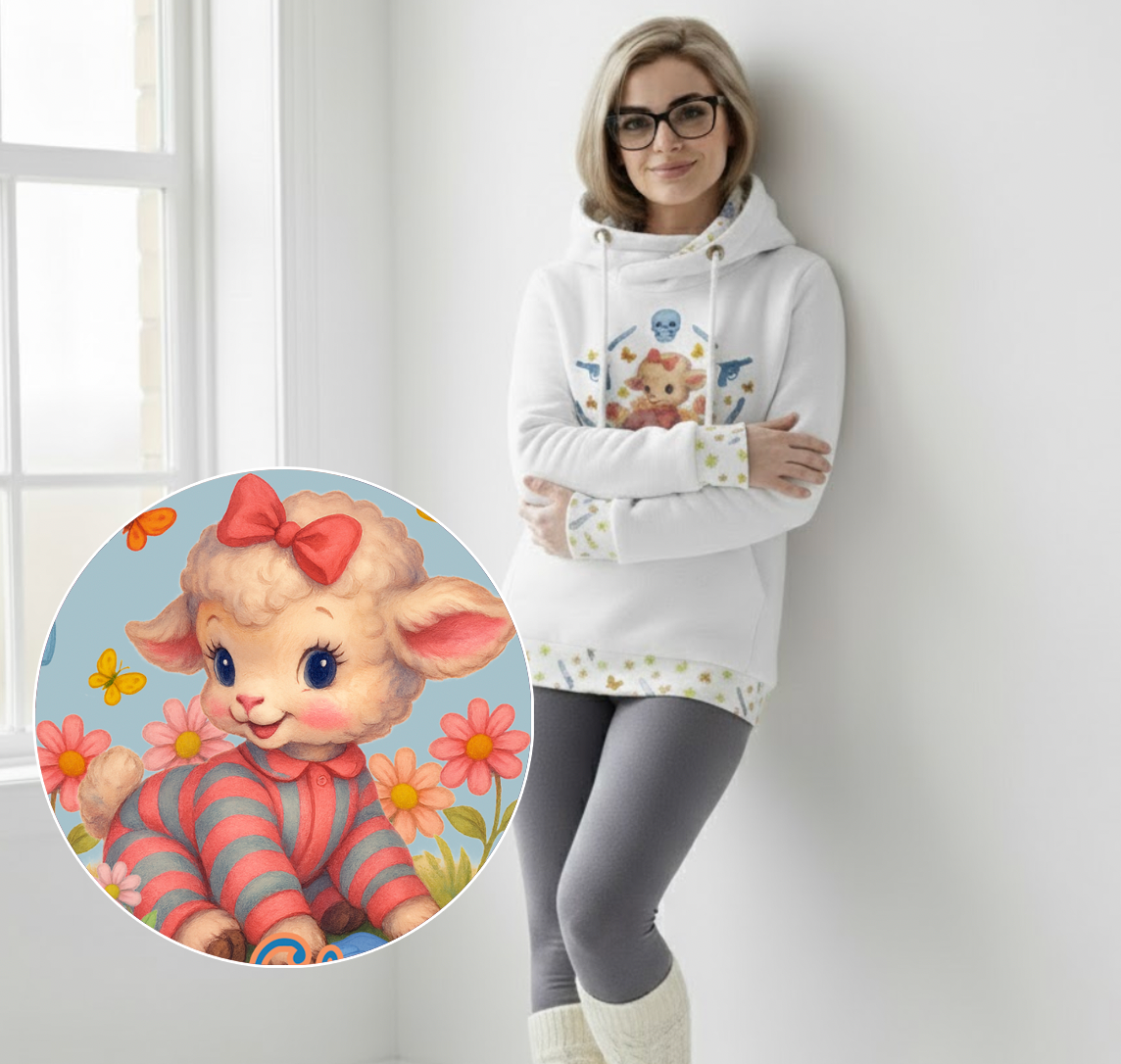 Cozy Clothes and Murder Shows Retro Glam Patchwork Hoodie