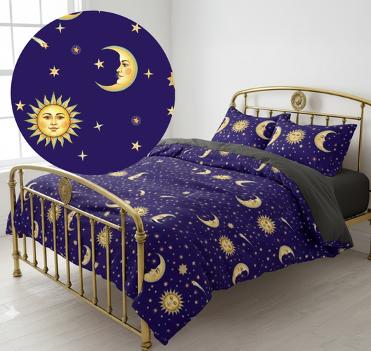 🌙 Suns, Moons, and Stars Throwback Four Piece bed Set 🔮