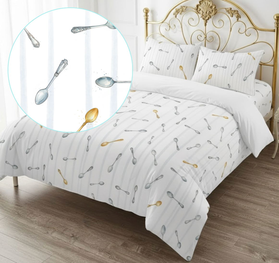 🥄 Extra Spoons Perfect Spoon 4 Piece Duvet Set (extra width)