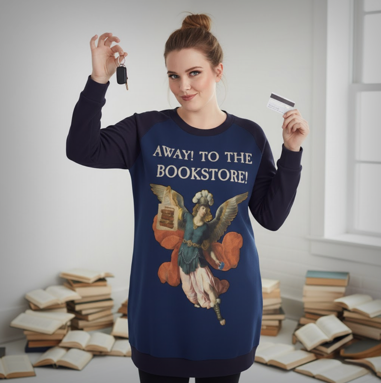 📖 🎺Away! To the Bookstore-Longline Sweater