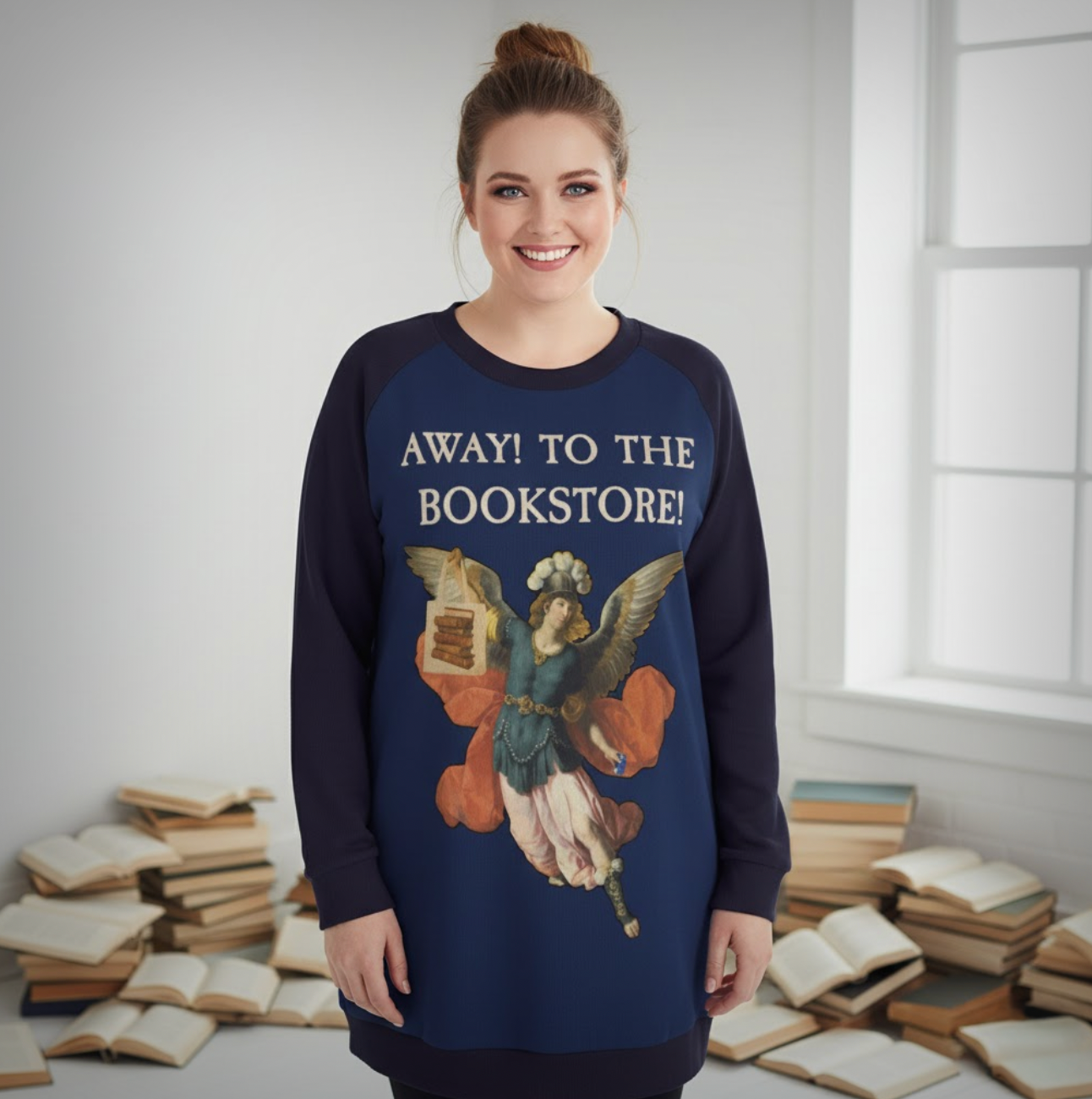 📖 🎺Away! To the Bookstore-Longline Sweater