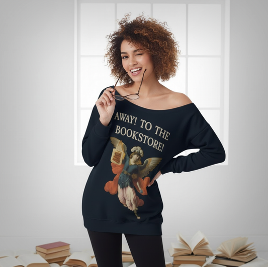 Away! To the Bookstore Off-Shoulder Sweatshirt