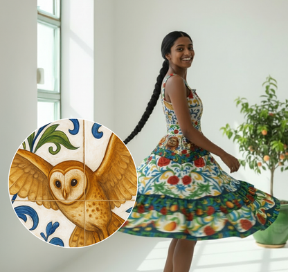 A Maze in Majolica Tiered Dress