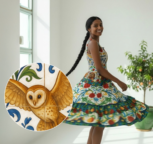 A Maze in Majolica Tiered Dress