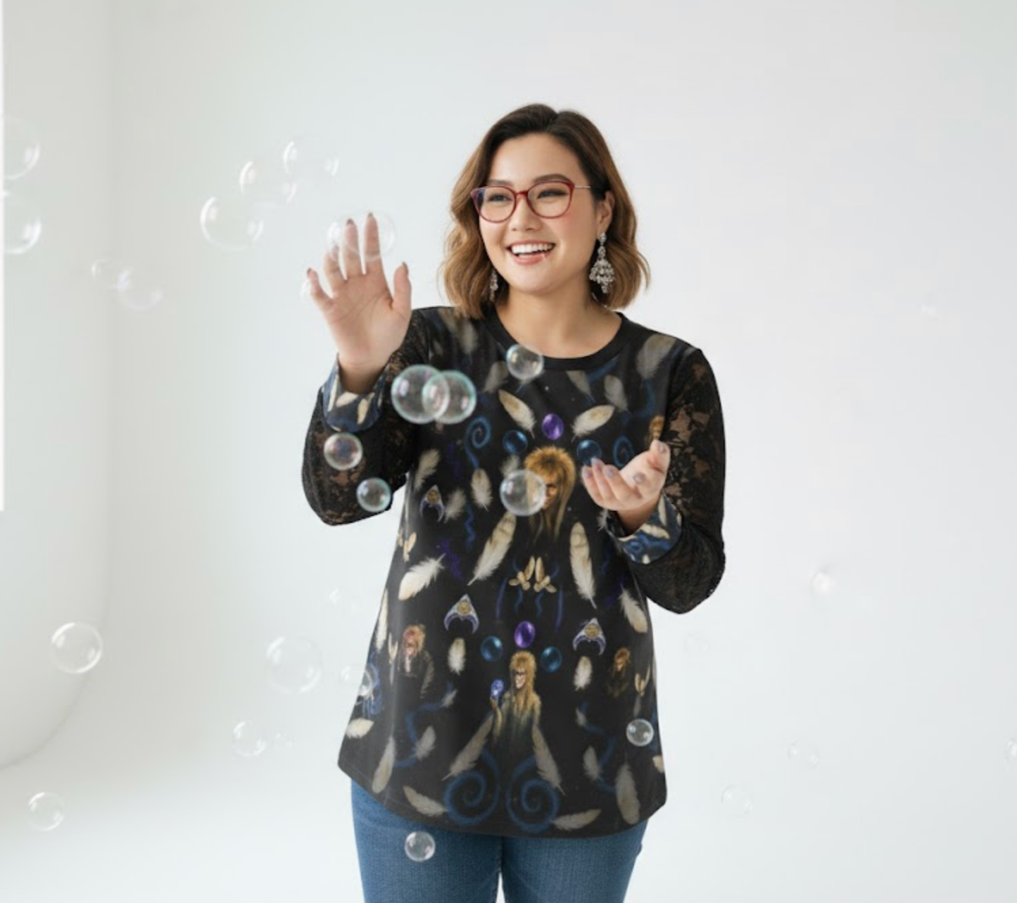 Goblin King Kaleidoscope Lace Sleeve Top