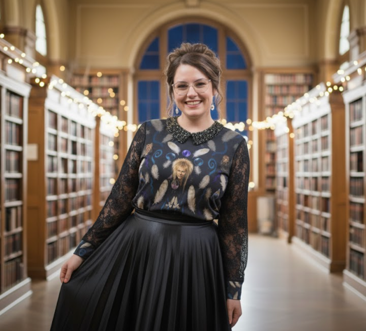 Goblin King Kaleidoscope Lace Sleeve Top