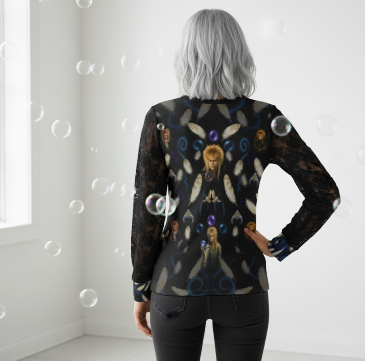 Goblin King Kaleidoscope Lace Sleeve Top