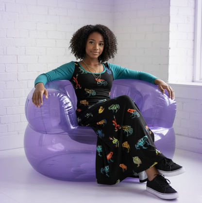 Amazonian Frogs – Y2K Graphic Velvet Dress