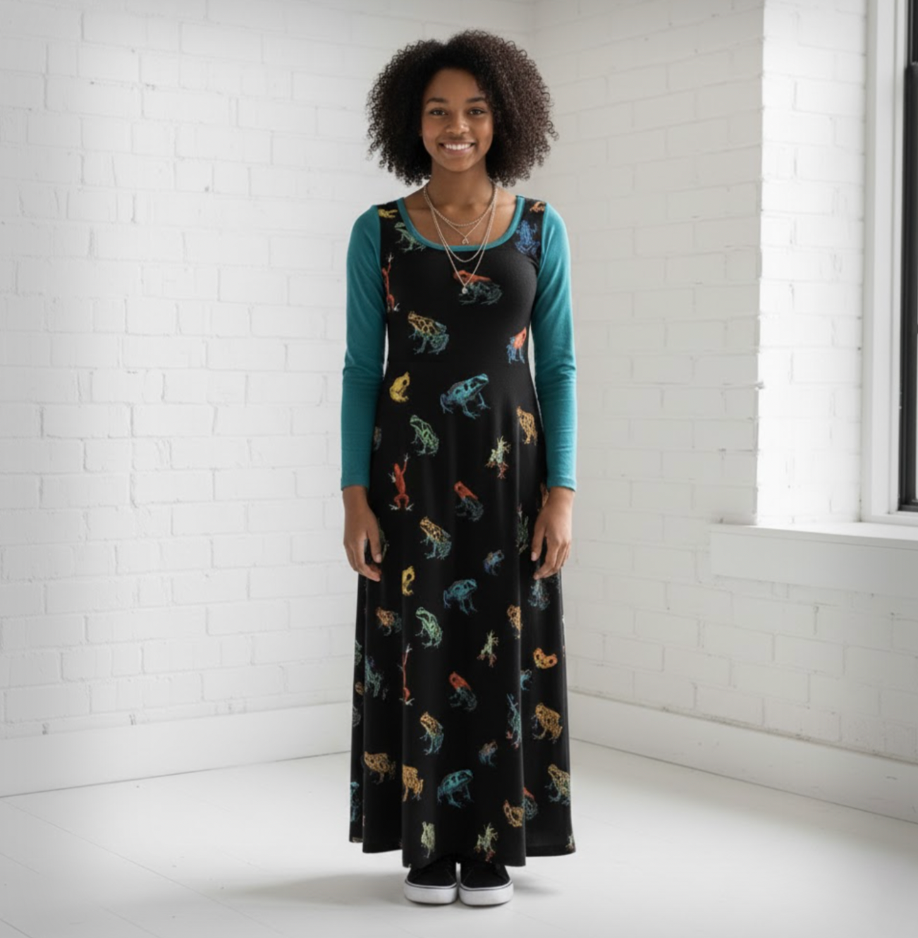 Amazonian Frogs – Y2K Graphic Velvet Dress