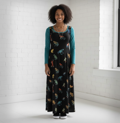 Amazonian Frogs – Y2K Graphic Velvet Dress