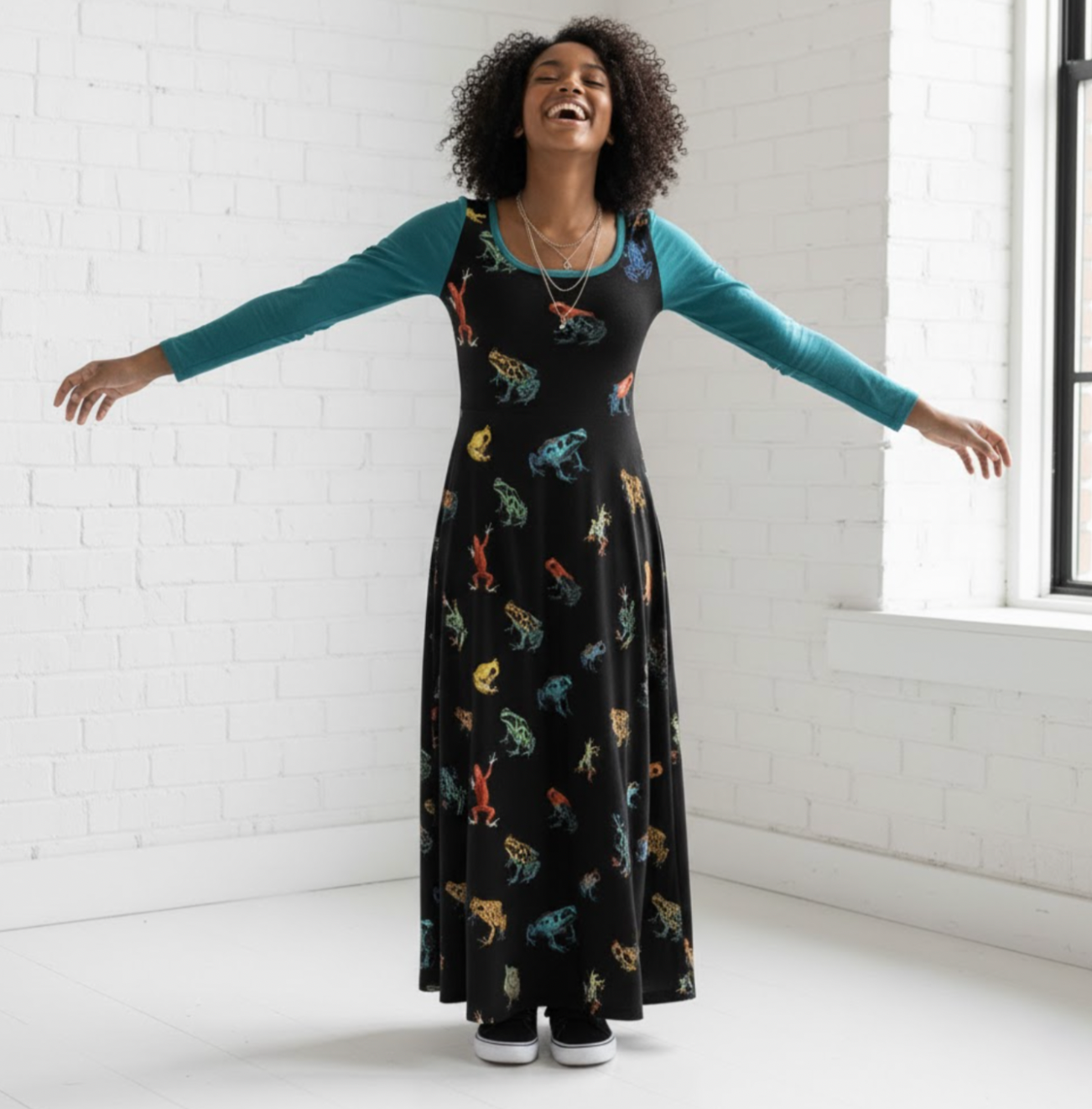 Amazonian Frogs – Y2K Graphic Velvet Dress