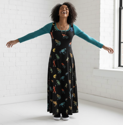 Amazonian Frogs – Y2K Graphic Velvet Dress