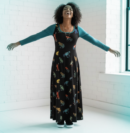 Amazonian Frogs – Y2K Graphic Velvet Dress