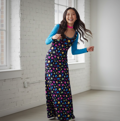 Rainbow Cheetah Print Velvet Maxi Dress