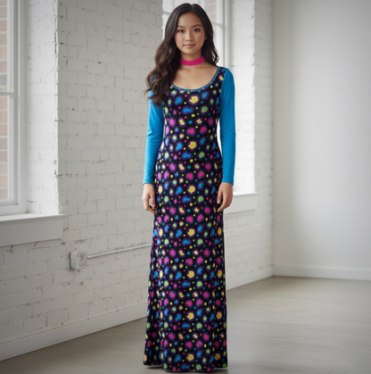 Rainbow Cheetah Print Velvet Maxi Dress
