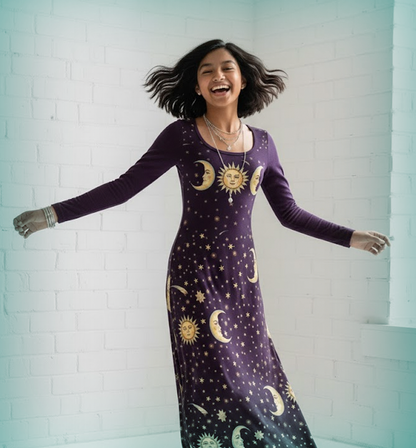 Celestial Whimsigoth Velvet Maxi Dress