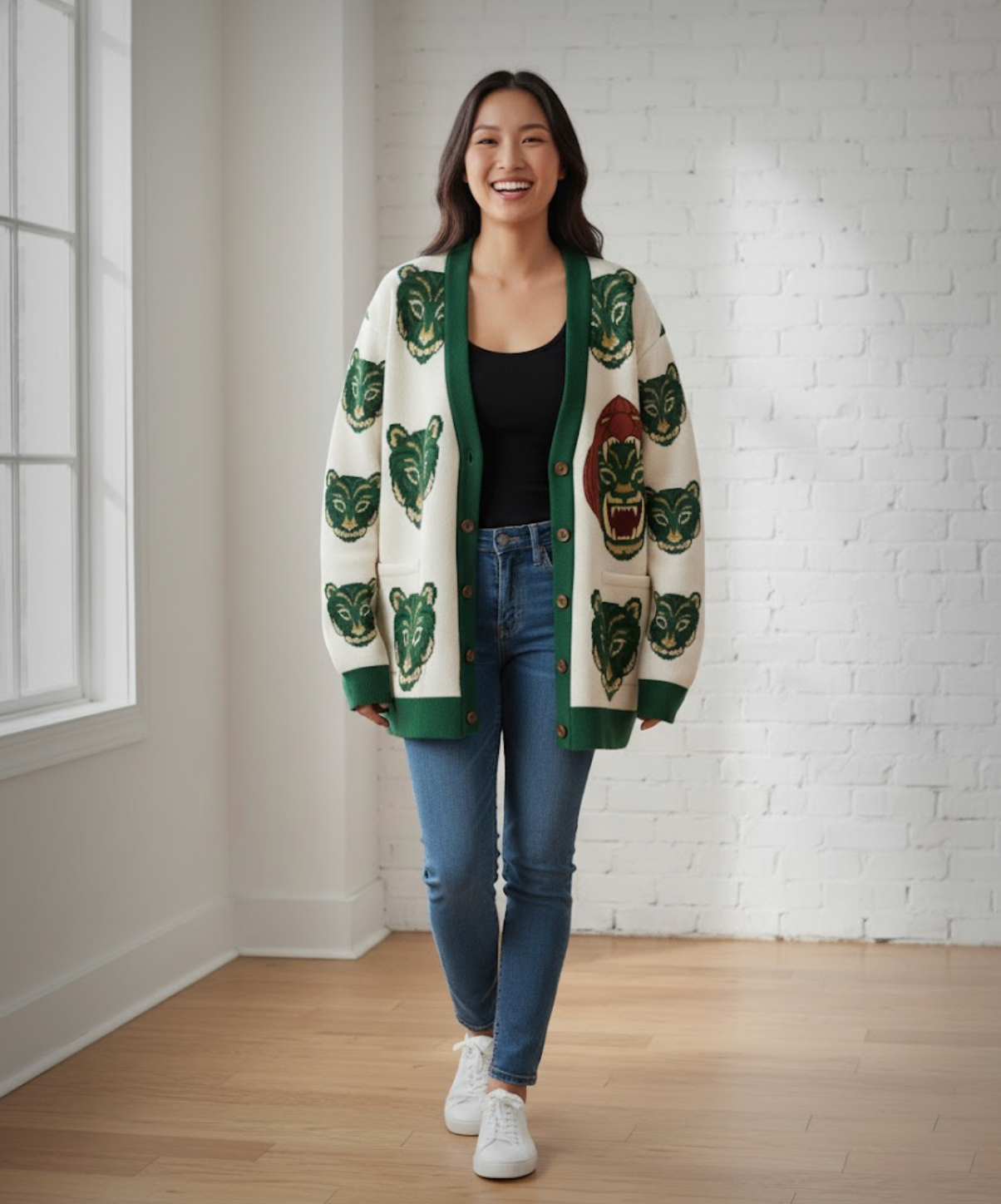 Scaredy Cat Fashion Cardigan with Button Closure