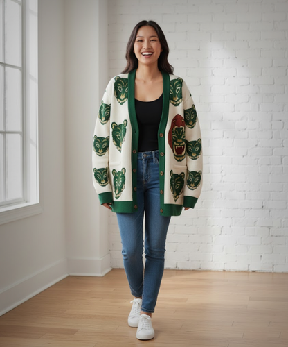 Scaredy Cat Fashion Cardigan with Button Closure