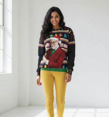 🎅 Sam Reich Santa Pullover Sweater | Game Changer Dropout FanMerch |  "Here the Whole Time” Holiday Knit