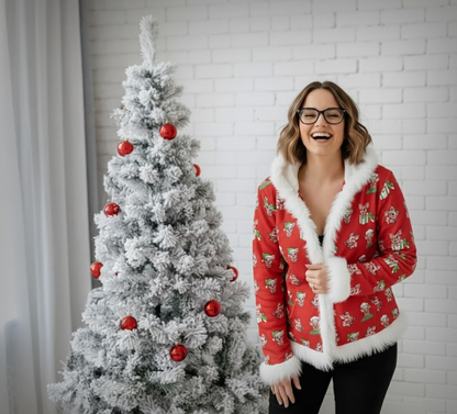 Peppermint Preston Velvet Shimmer Fur-Trimmed Hoodie