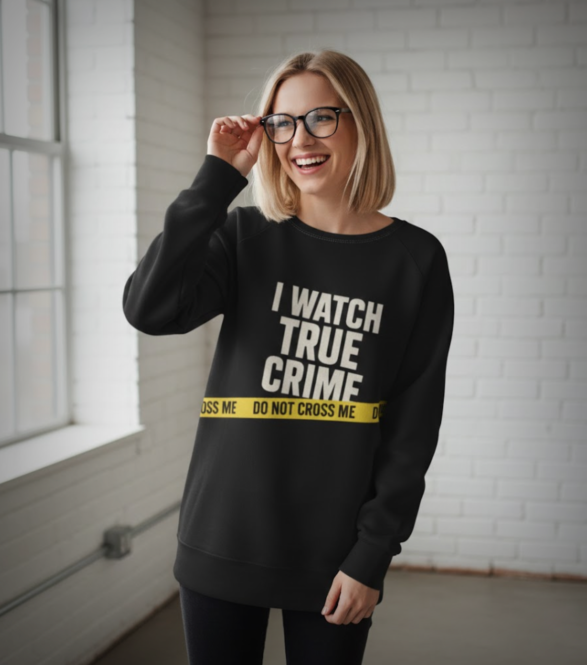 Funny True Crime Sweatshirt: Polyester Blend Raglan Sleeve Top