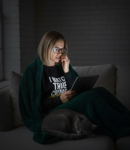 Funny True Crime Sweatshirt: Polyester Blend Raglan Sleeve Top