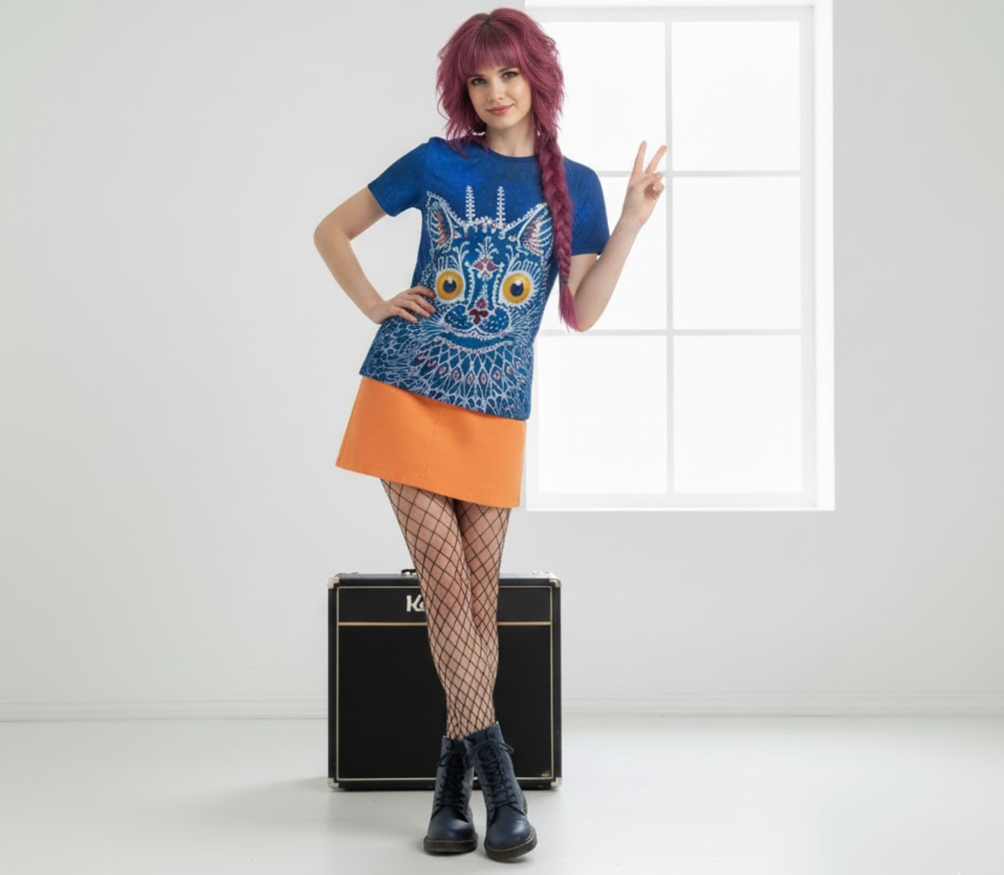 Blue Yokai Cat Fine Art Shirt | K-Pop Streetwear Exclusive Design