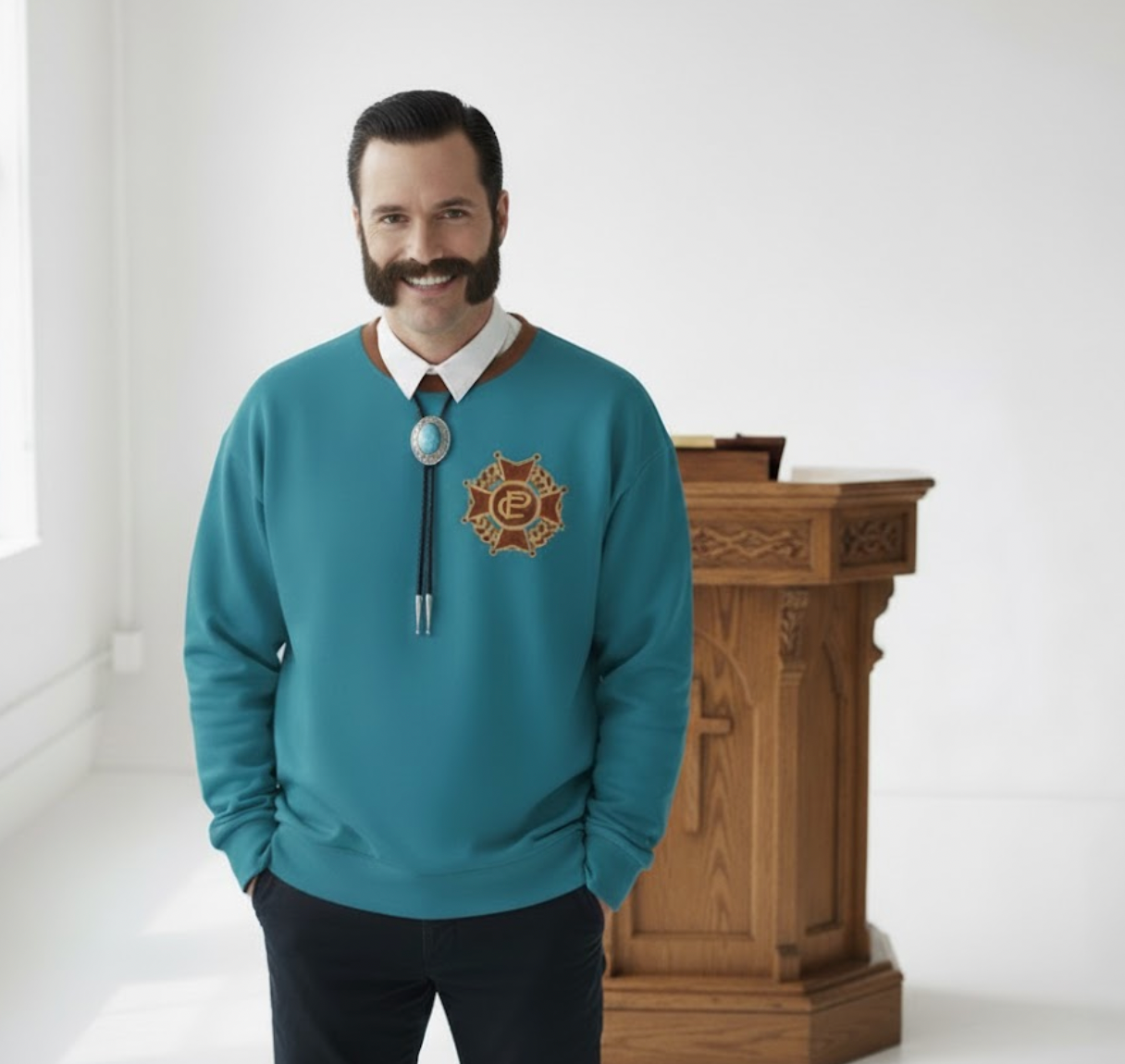 Cape and Pistol Society Holiday Christmas Sweater Inspired by The Righteous Gemstones Parody Fan-made Merch