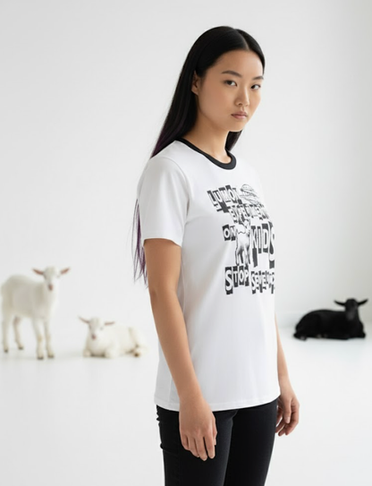 They’re Experimenting on Kids! Lumon Protest Graphic Tee (Women’s Sizing)