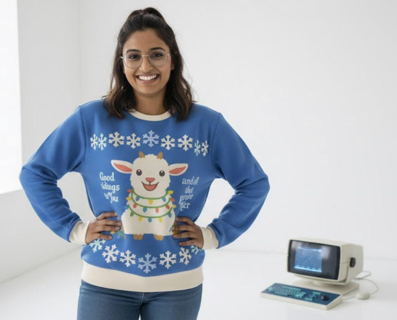 🐐 Good Tidings to You and All That Praise Kier Holiday Sweater