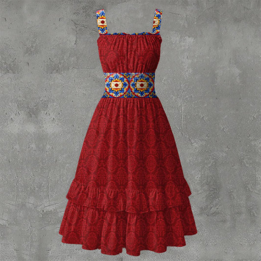 Taskmaster Inspired  Majolica Damask Patchwork Dress | British Comedy Tile Print Dress