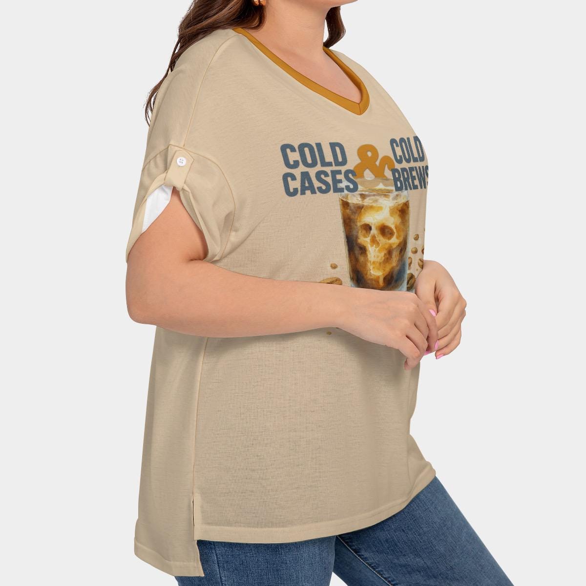 Plus Size True Crime Coffee Lover T-Shirt: Cold Cases & Cold Brews