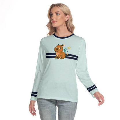 Kitschy Retro Y2K Capybara Long Sleeve Top | Atomic Starburst 2000s Nostalgia