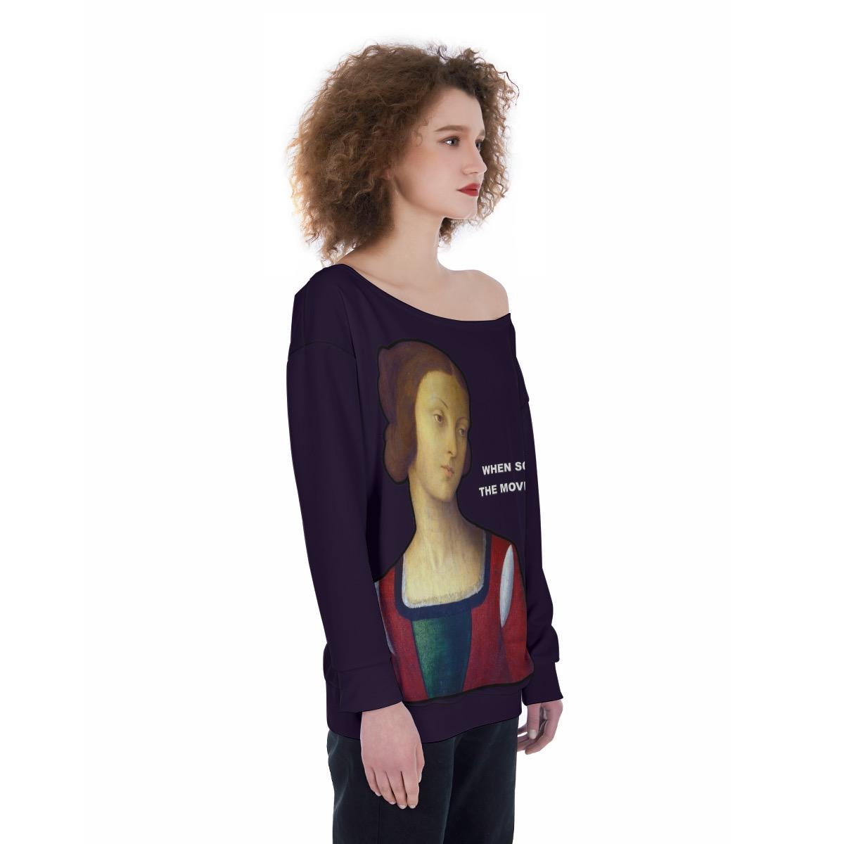Book vs Movie Off-Shoulder Sweatshirt – Book Lovers Funny Meme Top