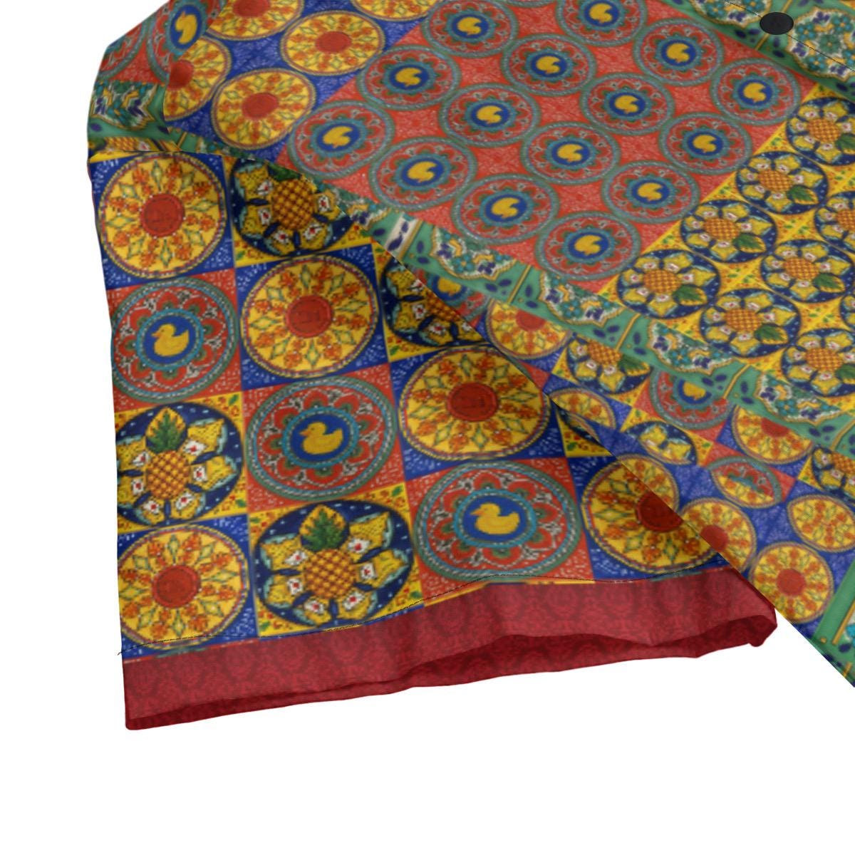 Taskmaster Inspired Hawaiian Shirt: Majolica Tile Print, Duckie & Pineapple