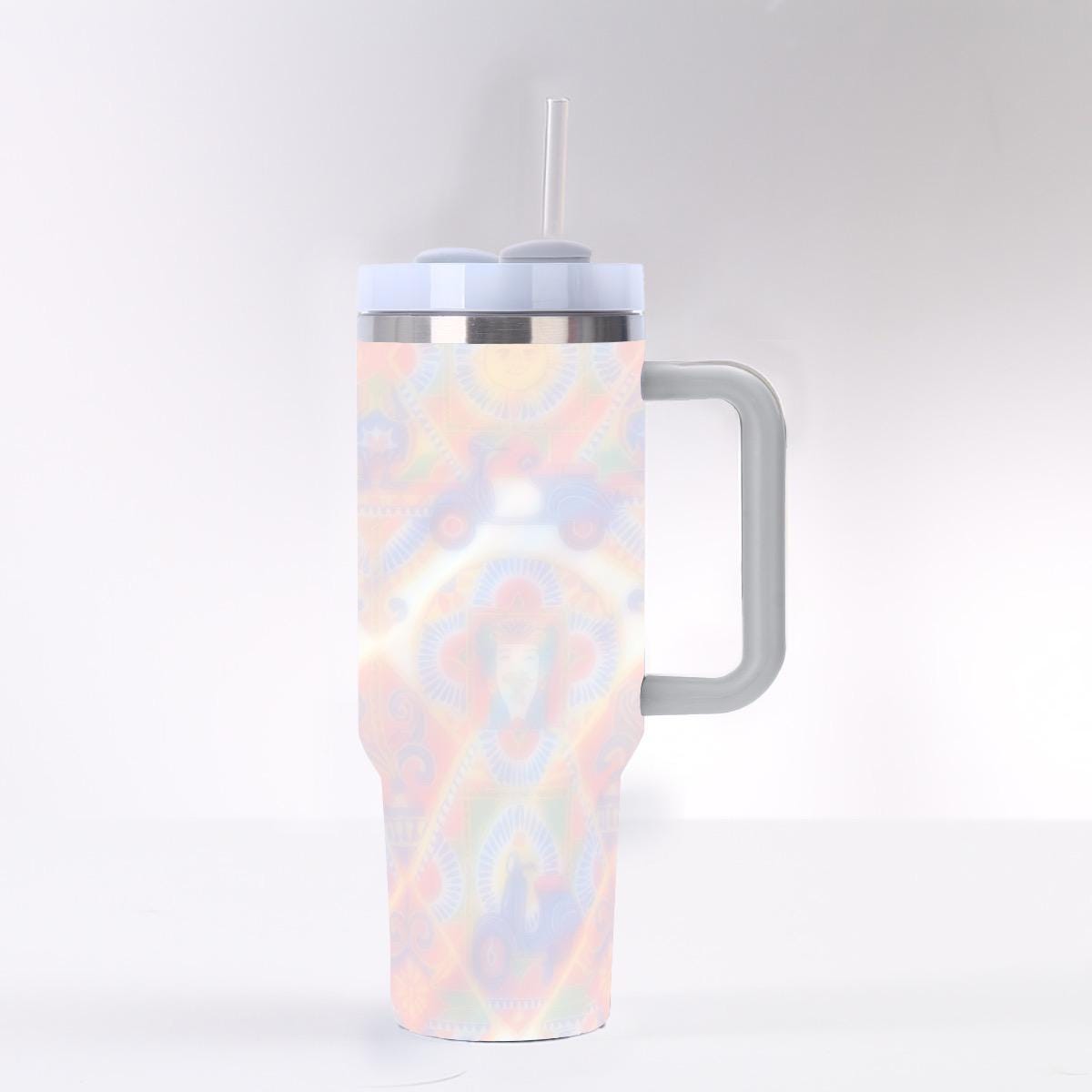 vacation Inspired Tumbler: Watercolor Lotus Design, 40 oz Travel Cup