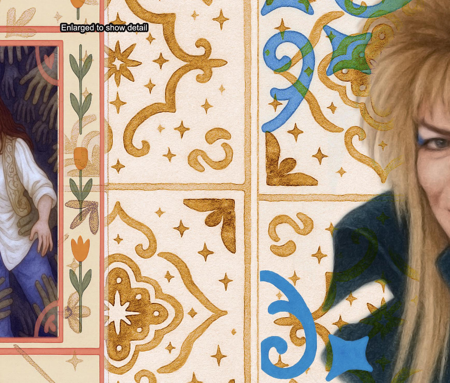 Fanmade Fantasy Maze Inspired Crazy Quilt Patchwork  | 1980s Fantasy Parody Bedset