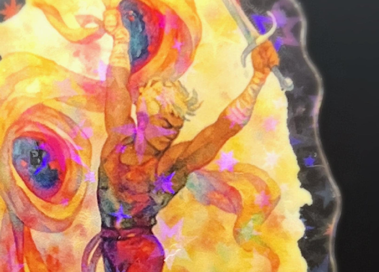 Fabian Seacaster Inspired Ribbon Dancer Desk Ornament | Rotating Hologram Acrylic D20 Collectible