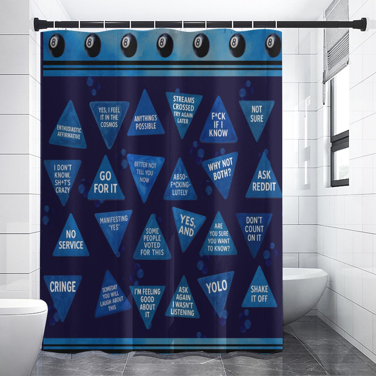 8 Ball Fortune Teller Shower Curtain | Funny Bathroom Curtain |